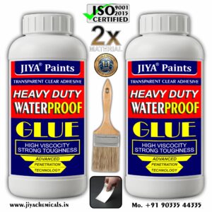 JIYA Transparent Waterproof Glue for Roof & Terrace (1kg) | Heavy-Duty Water Sealant & Crack Filler | 1:1 Dilutable for Double Coverage | Free Brush & Putty Knife (Pack of 2 2kg)
