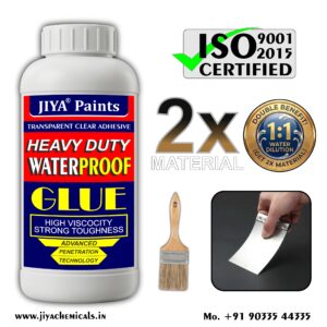 JIYA Transparent Waterproof Glue for Roof & Terrace (1kg) | Heavy-Duty Water Sealant & Crack Filler | 1:1 Dilutable for Double Coverage | Free Brush & Putty Knife