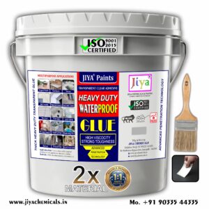 JIYA Transparent Waterproof Glue for Roof & Terrace (10kg) | Heavy-Duty Water Sealant & Crack Filler | 1:1 Dilutable for Double Coverage | Free Brush & Putty Knife