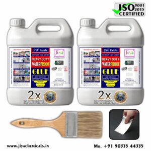 JIYA Transparent Waterproof Glue for Roof & Terrace (5kg) | Heavy-Duty Water Sealant & Crack Filler | 1:1 Dilutable for Double Coverage | Free Brush & Putty Knife (Pack of 2 10kg)
