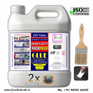 JIYA Transparent Waterproof Glue for Roof & Terrace (5kg) | Heavy-Duty Water Sealant & Crack Filler | 1:1 Dilutable for Double Coverage | Free Brush & Putty Knife